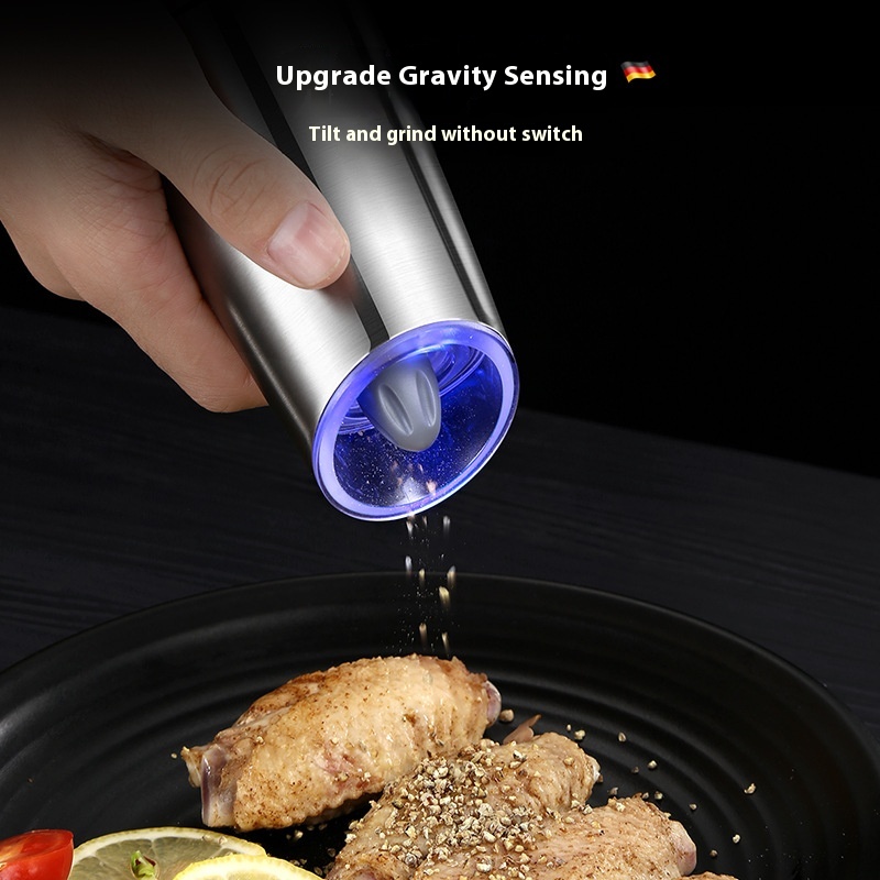 Gravity Sensor Pepper Grinder Electric Stainless Steel Sea Salt Pepper Black Pepper Grinder Grinding Powder Seasoning Bottle - 3