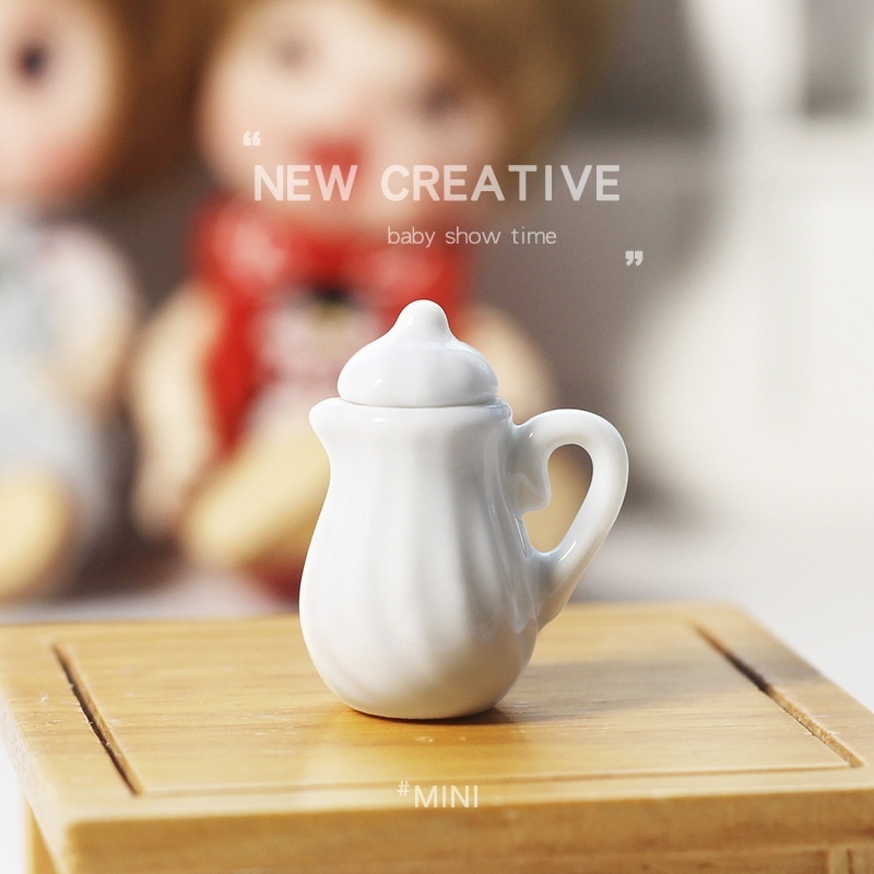 Miniature Home Life Scene Static Toy Model Doll House Accessories Mini White Porcelain Teapot Tea Set C4023