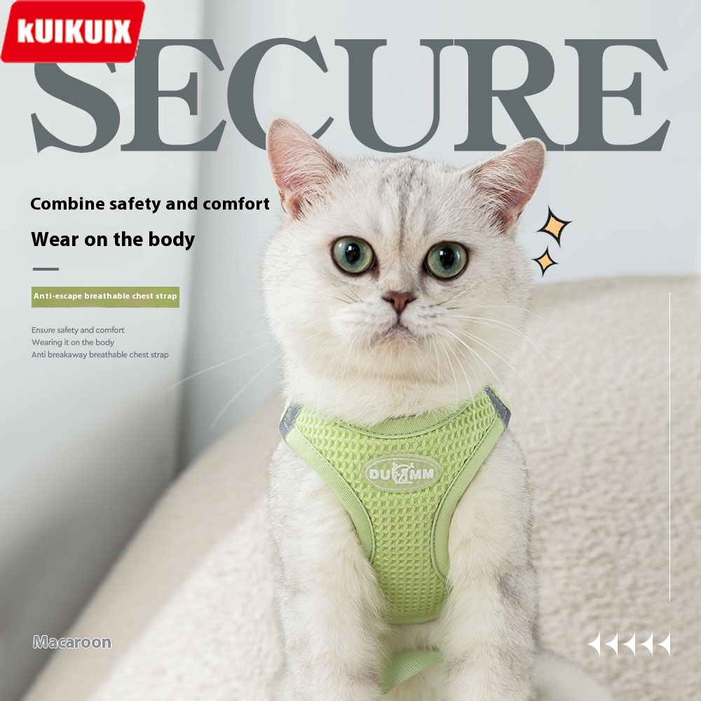 Cat Chest Strap Macaron Traction Rope Anti-break-free Adjustable Walking Carmly Cat Chain Small And Medium General Purpose