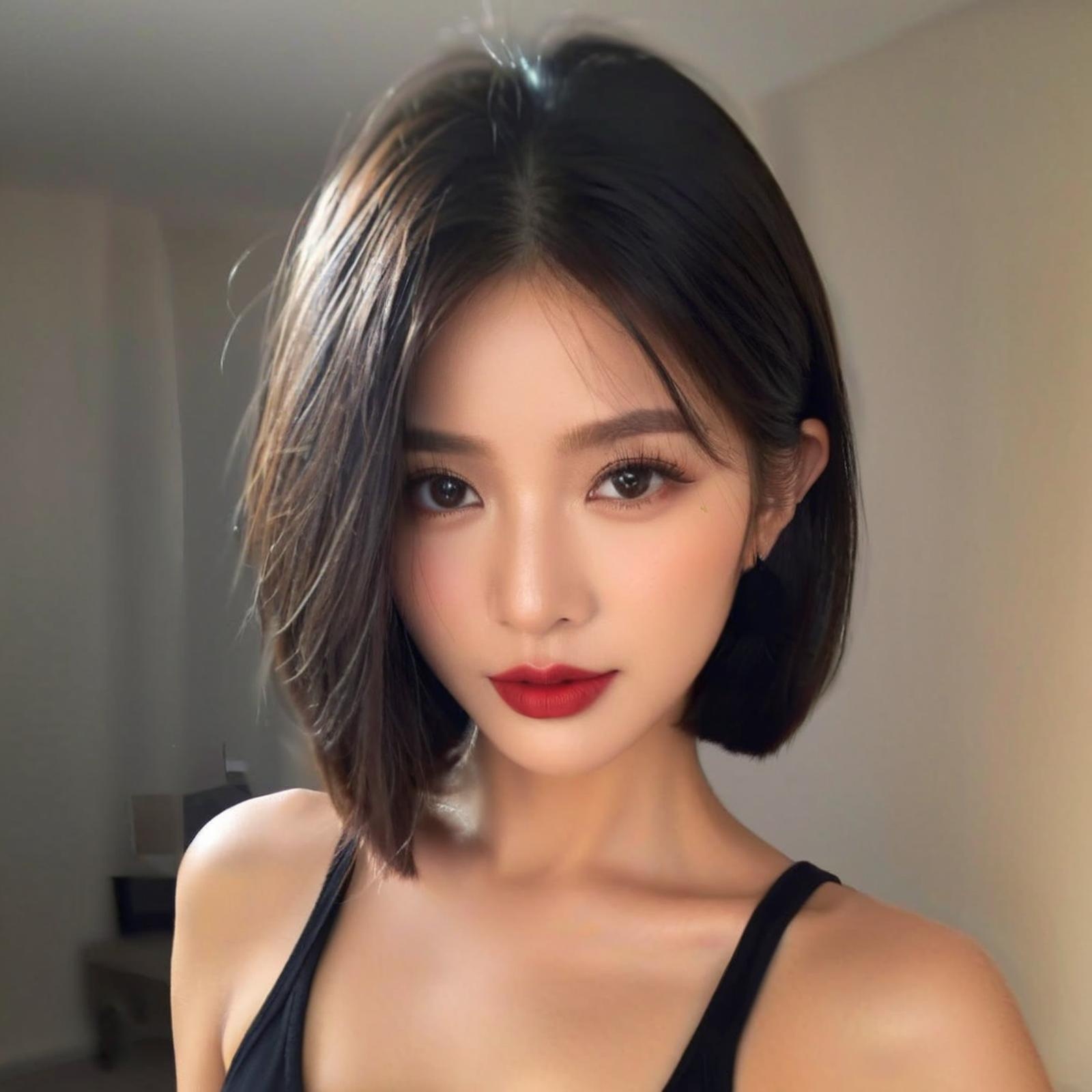 Bobo Head Wig Ladies Daily Natural Aging Short Straight Bobo Head Black S