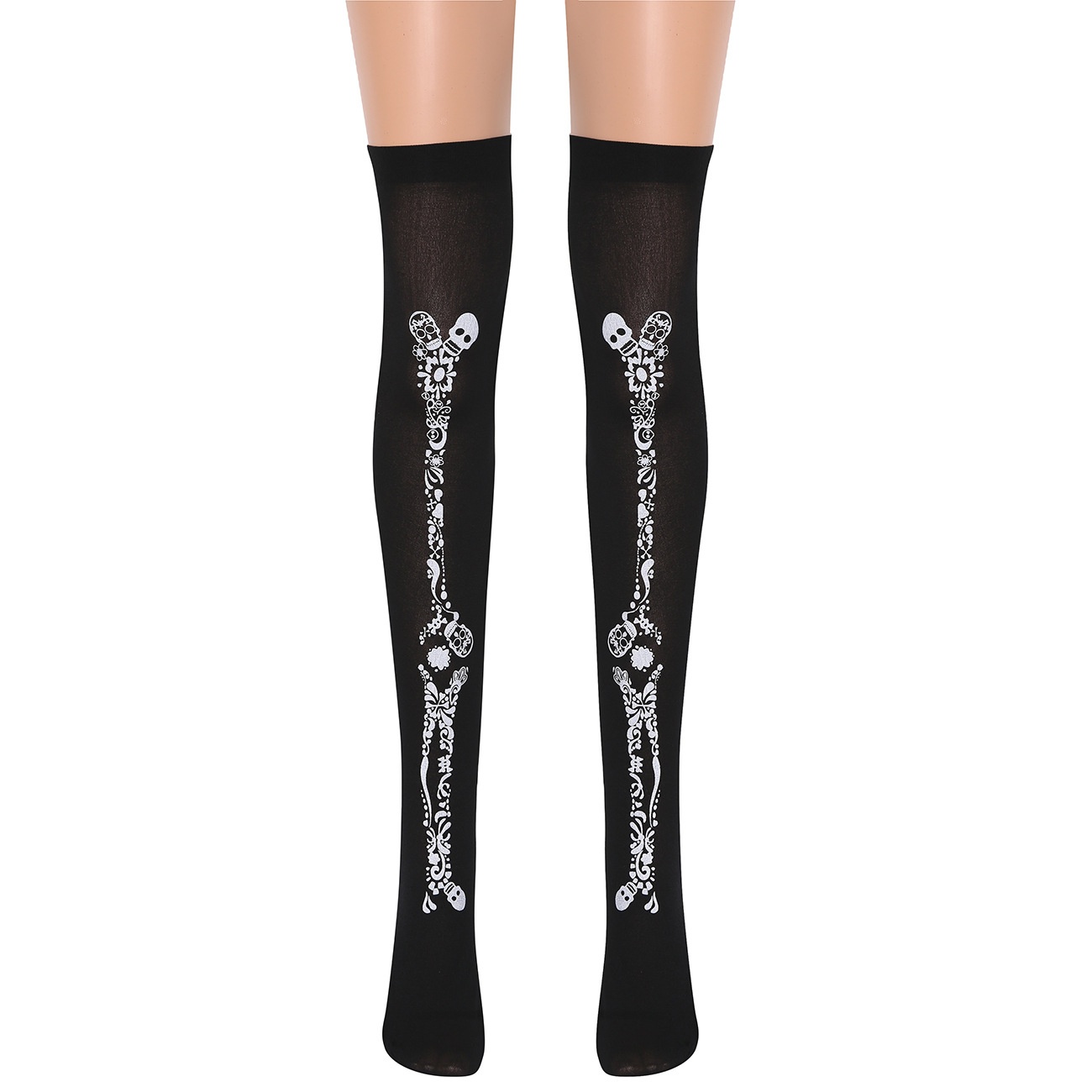 Halloween Skull Socks Bone Socks Women's Masquerade Props Over The Knee Socks Halloween Stockings