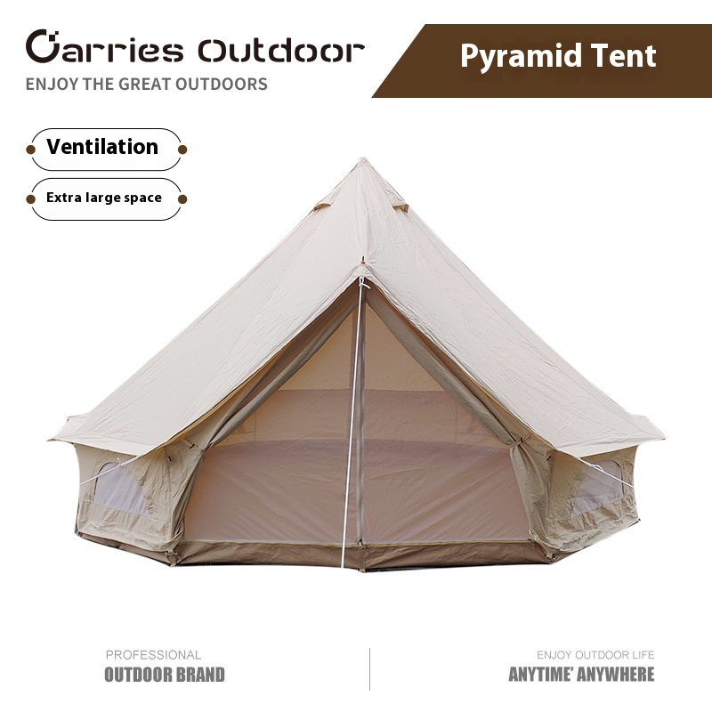 Camping Hotel Camping Tent Bell Tent Cotton Cloth Oxford Cloth Rainproof Windproof Flame Retardant Pyramid Tent