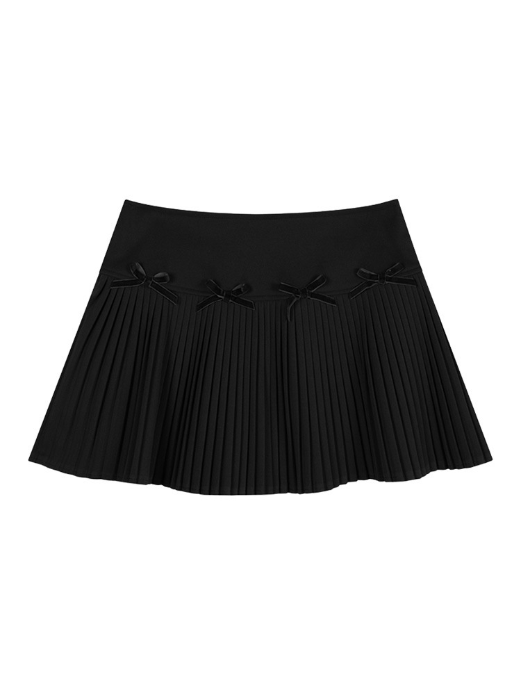 Sweet Bow Tie Pleated Mini Skirt