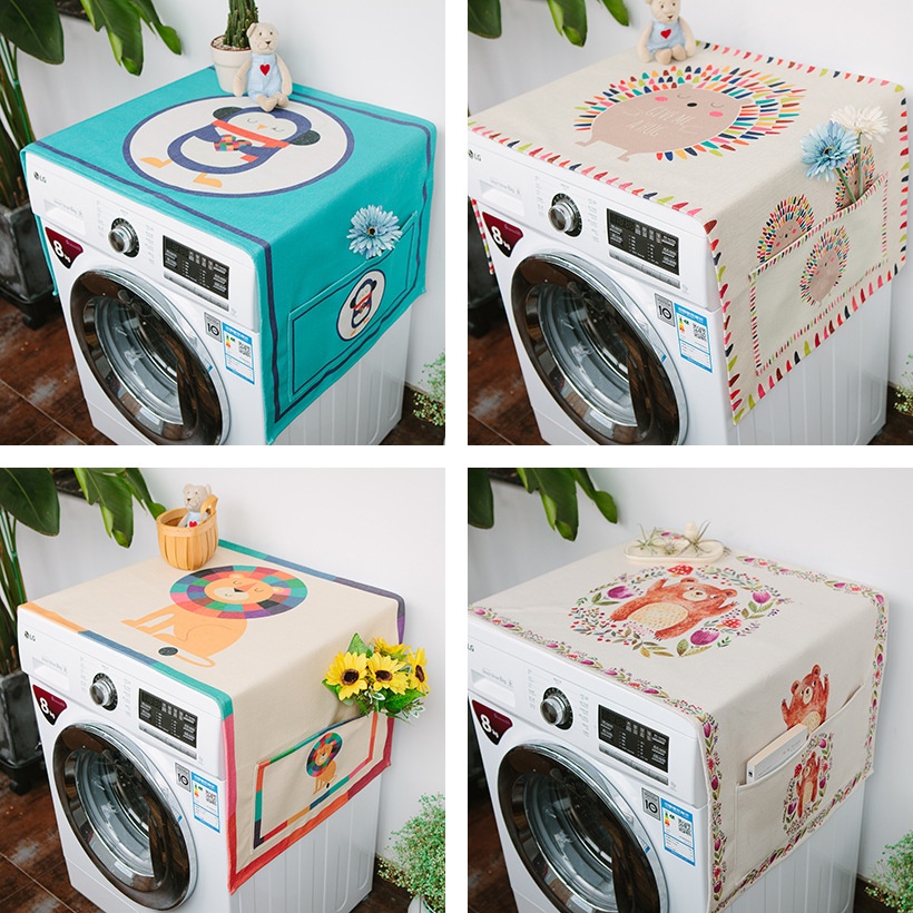 Cartoon Drum Washing Machine Cover Single Door Refrigerator Cover Cover Cloth Storage Dust Cover Bedside Table Cloth Multifunctional Cover Towel