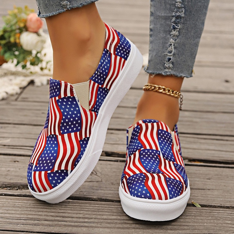 Plus-size Women's Shoes Independence Day Flat Elastic Set Foot Lazy Casual Shoes
