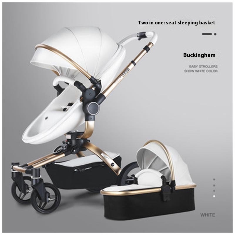 Aoyunlong AULONHigh-view Baby Stroller Leather360-degree Rotating Shock-absorbing Can Sit And Lieborn Baby Stroller