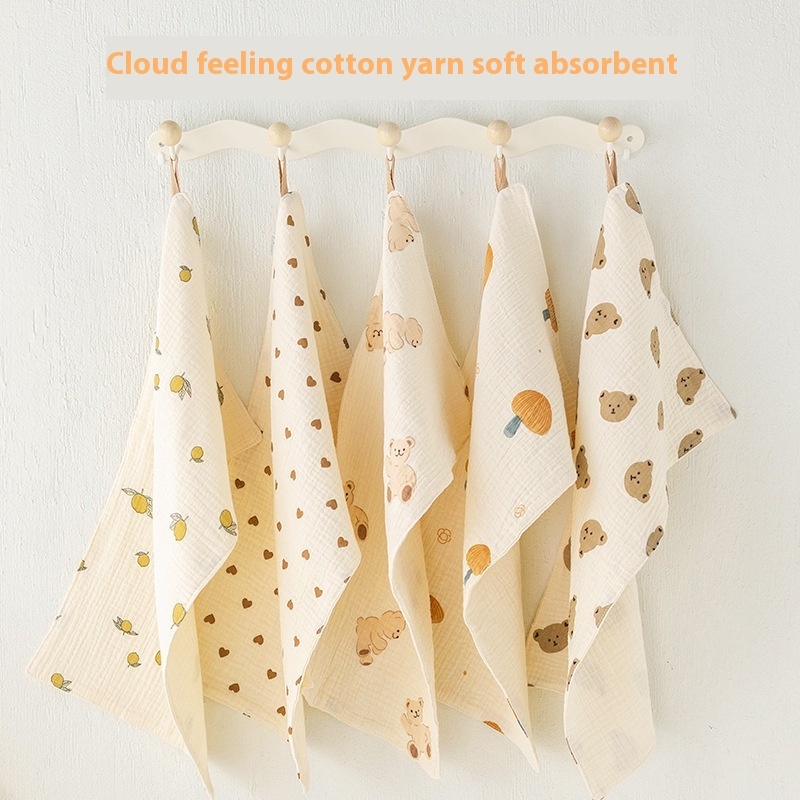 Children's Small Towel Baby Face Wash Handkerchief Baby Crepe Bib Kindergarten Wipe Hand Towel Cotton Child Towel