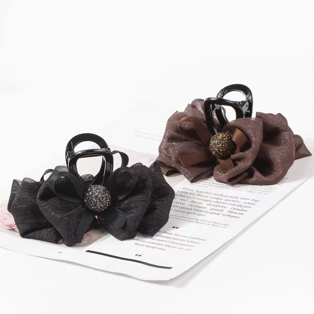 Simple Temperament Bow Clip Hair Accessories Ball Head Back Hair Clip Exquisite Shark Clip Ponytail Hair Accessories