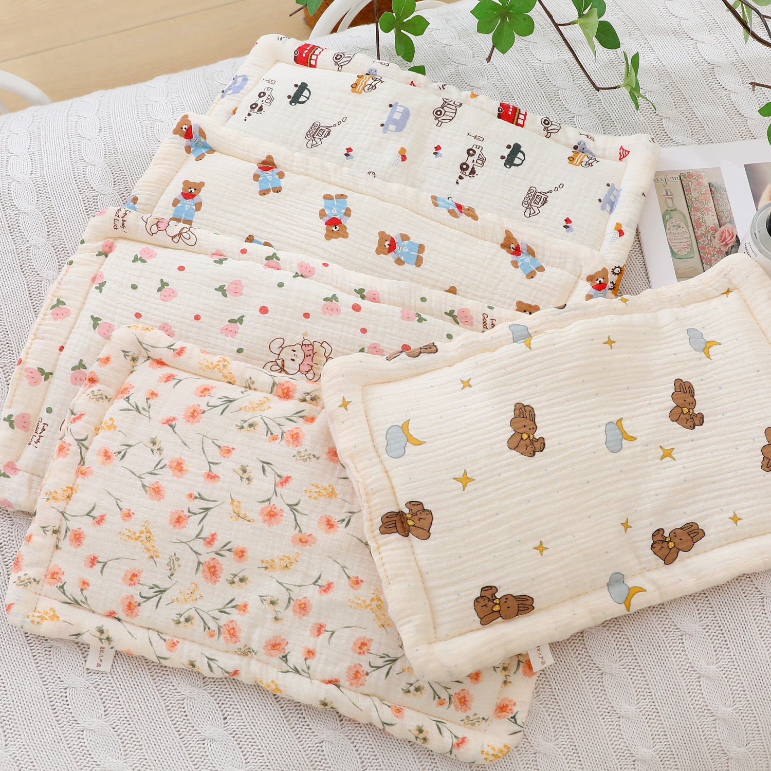 Infant Doudou Flat Pillow With Cotton Breathable Sweat Absorption Four Seasons Universal For 0-12 Months Baby