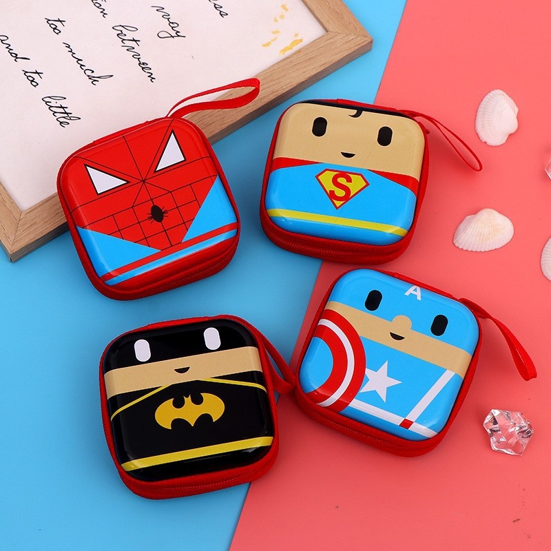 Cute Cartoon Tinplate Coin Purse Creative Square Headphones Coin Storage Bag Mini Zipper Bag Small Gift