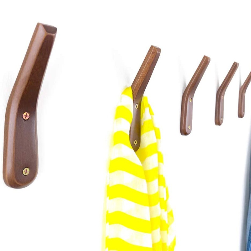 Simple Creative Solid Wood Hooks Clothes Storage Wooden Wall Hooks Fitting Room Entrance Bathroom Bedroom Hooks