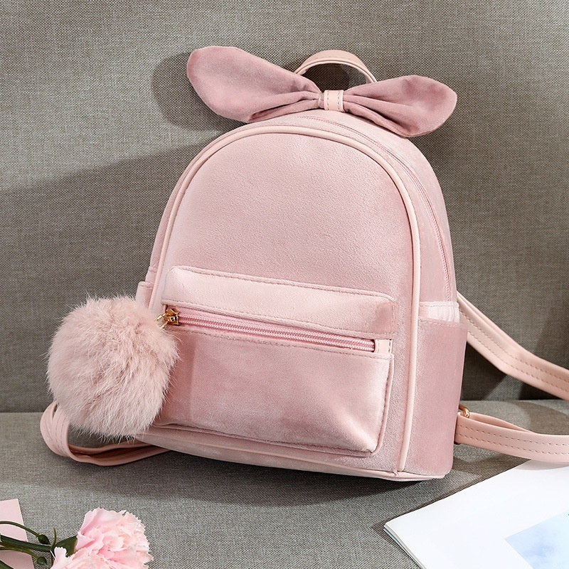 Cute Fashion Mini Toddler Backpack Versatile Velvet Backpack Bowknot Travel Little Girl Shoulder Bag