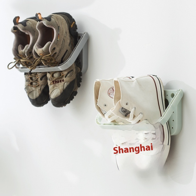 A2540 Suction Cup Folding Shoe Rack Wall Mounted Storage Rack Slippers Storage Rack Seamless Sticker Storage Shoe Rack