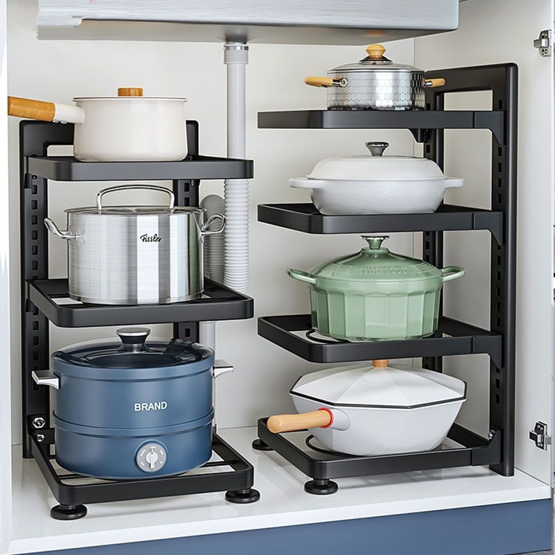 Pot Rack Special Storage Pot Storage Kitchen Stainless Steel Shelf Storage Rack Lower Sink Multi-Layer Household Cabinet