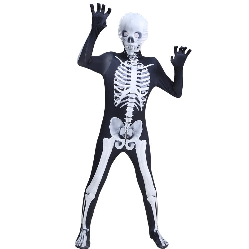 Halloween Clothes Spoof Skeleton Jumpsuit Cosplay Skeleton Horror Toy Game Parent-child Party Costume