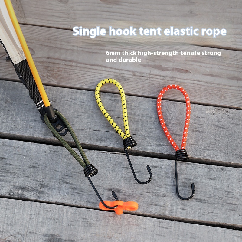 Outdoor Tent Elastic Rope Binding Rope Elastic Rope Metal Hook Canopy Fixed Buckle Multifunctional Elastic Band
