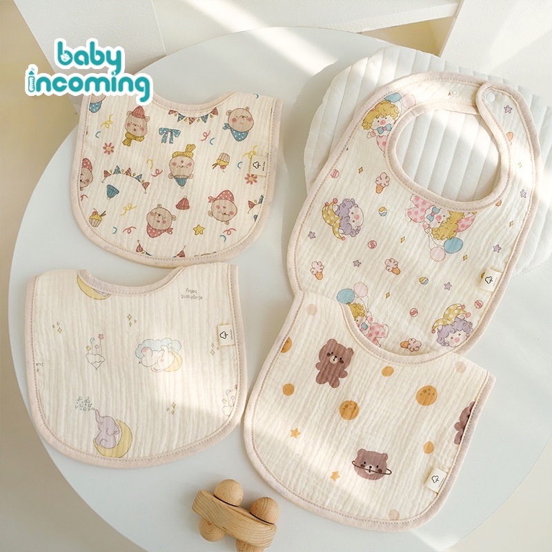 Six-layer Cotton Gauze U-shaped Bib Children's Bib Baby Eating Bib Baby Anti-spitting Milk Towel Back Buckle Bib