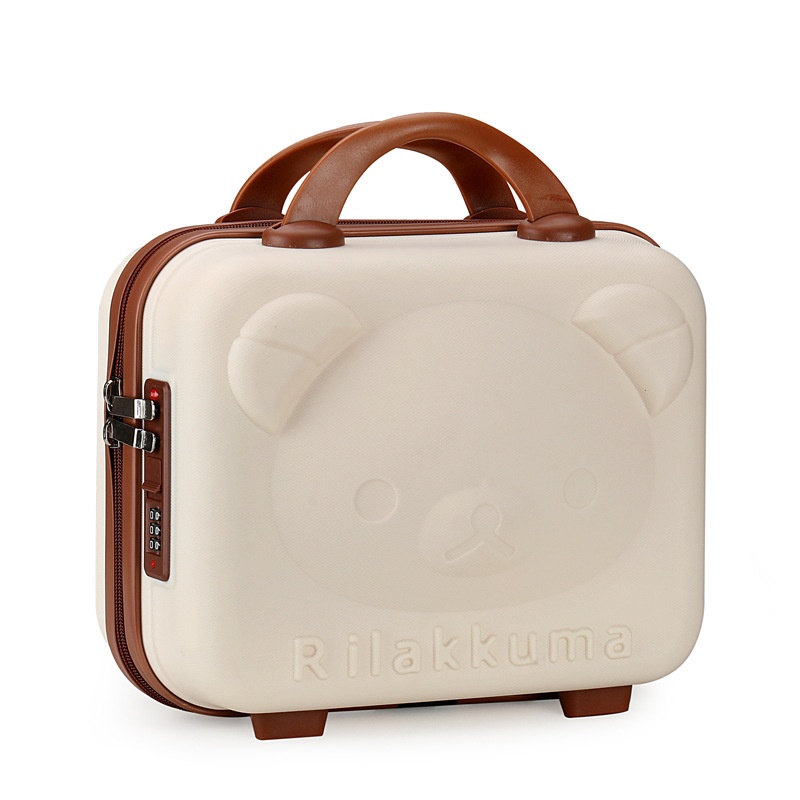 14-Inch Cartoon Bear Cosmetic Luggage-Cute,Lightweight Mini Suitcase With Lock,Portable Storage Box