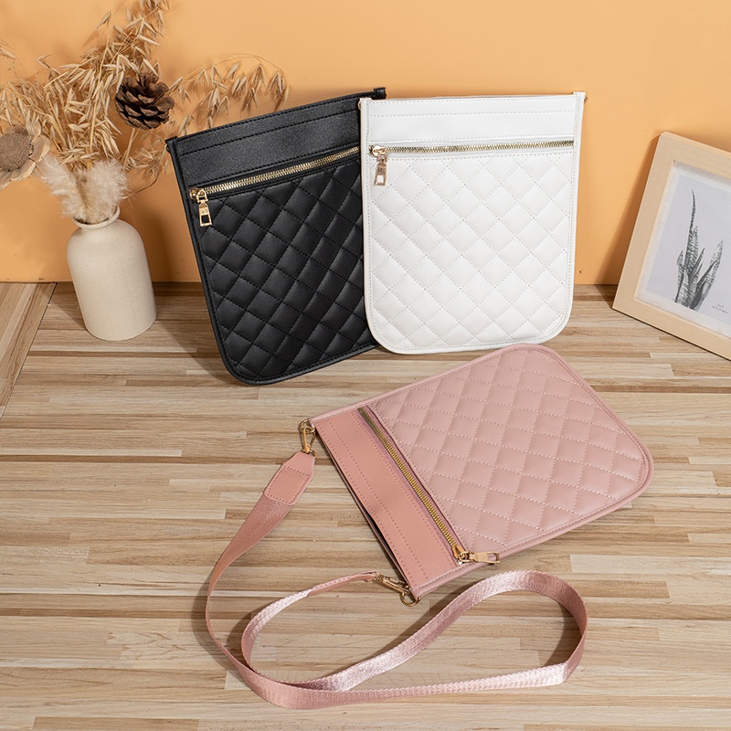 Rhombus Embroidered Mobile Phone Bag For Women Double Layer Small And Exquisite Mobile Phone Small Shoulder Bag Small Fragrance Style Coin Small Bag