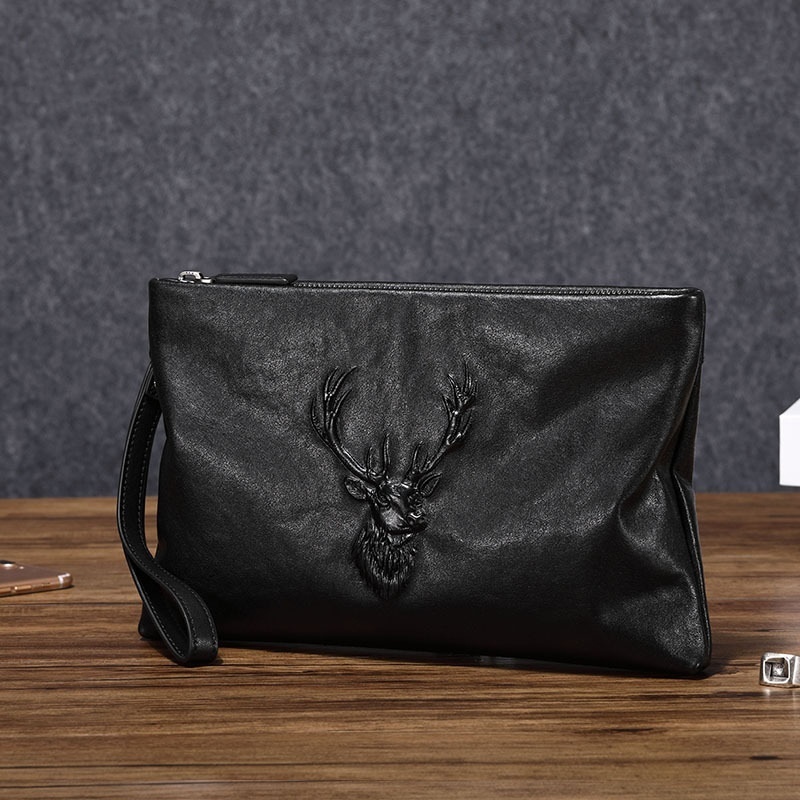 Genuine Leather Men's Bag Business Casual Men's Cowhide Hand-held Envelope Bag Fashion Large Capacity Clutch Bag Men's Wallet