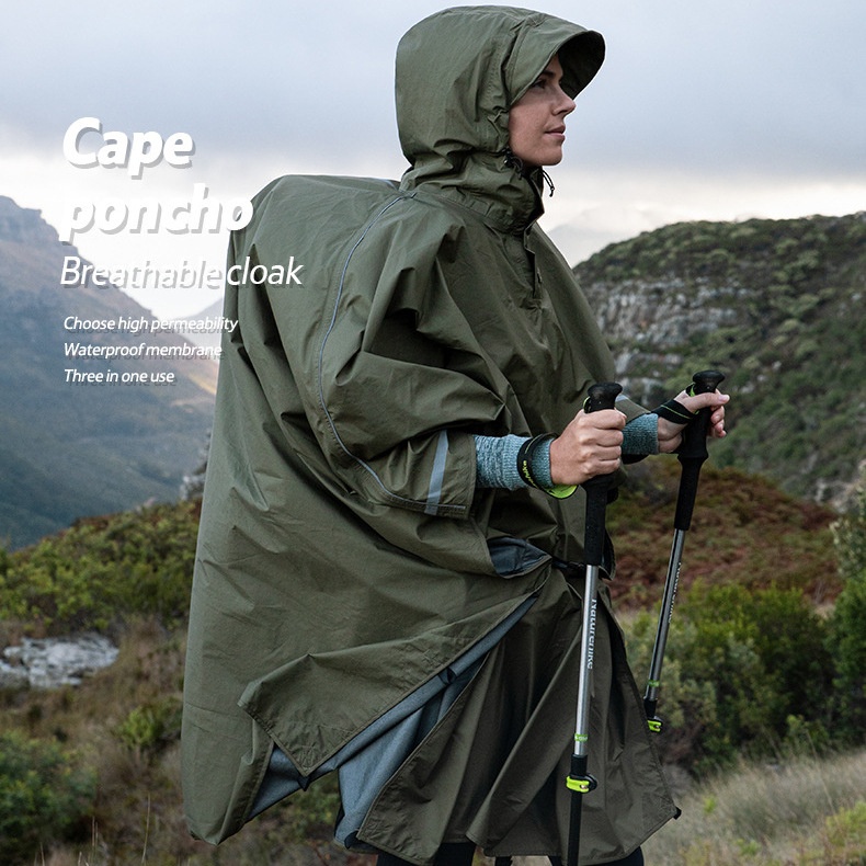 Foreign Trade Fashion Cloak Poncho Outdoor Camping Hiking One-piece Raincoat Breathable Adult Men And Women Mountaineering