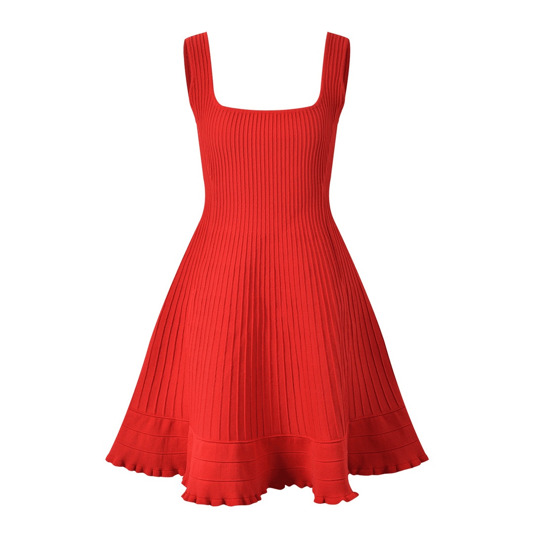 Square Neckline, Slimming Red Camisole