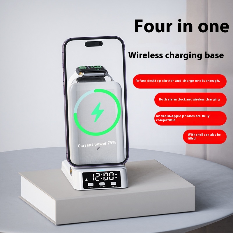 Wireless Charger3 In1 Wireless Charger Desktop Vertical Clock Wireless Charger Iwatch8 Multi-function Base