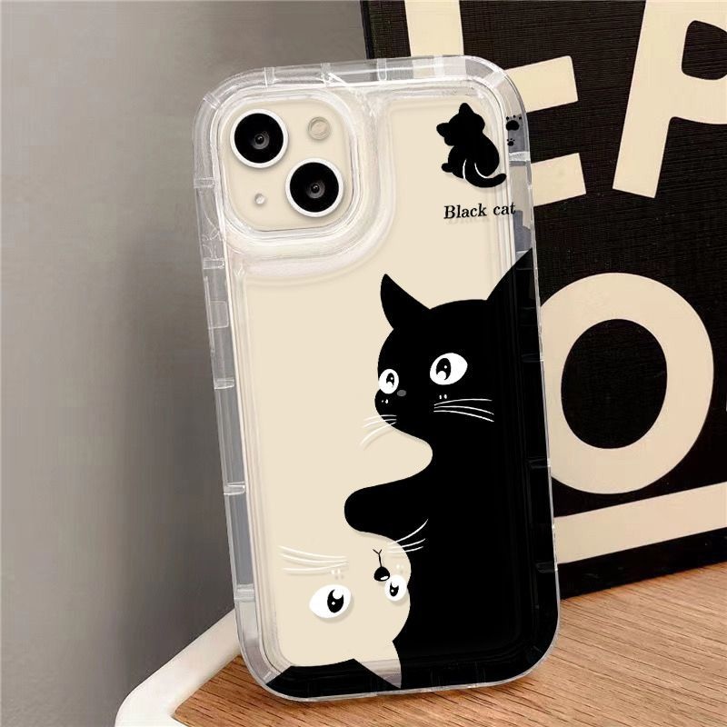 Black And White Cat Suitable For IPhone15promax Anti-fall Mobile Phone Case