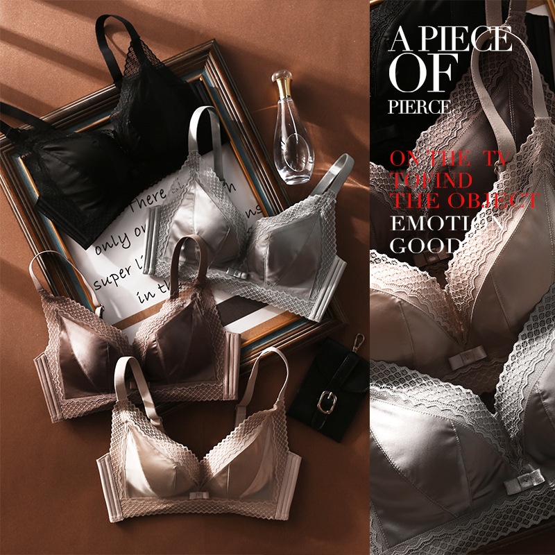 NININAERMilk Cotton Underwear Women's ATo CSmall Chest UPGathered Comfortable Bra Upper Collection Side Breast Bra