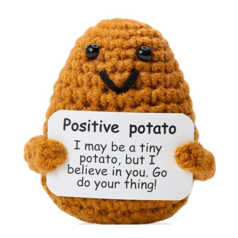 Positive Energy Potato Angel Yellow Duck Handmade Crocheted Cute Wool Doll Creative Home Decoration