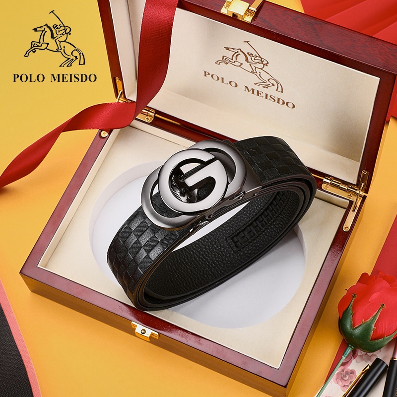 Men's Leather Belt Automatic Buckle Belt