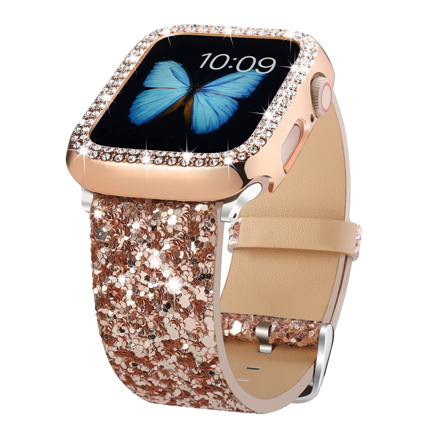 Suitable For Apple Watch12345678th Generation IWatch Strap With Diamond Case