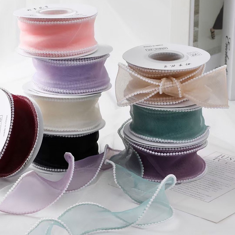 Pearl Fishtail Yarn Flower Packaging Ribbon Mesh Ribbon Bouquet Packaging Yarn Flower Art Flower Shop Material