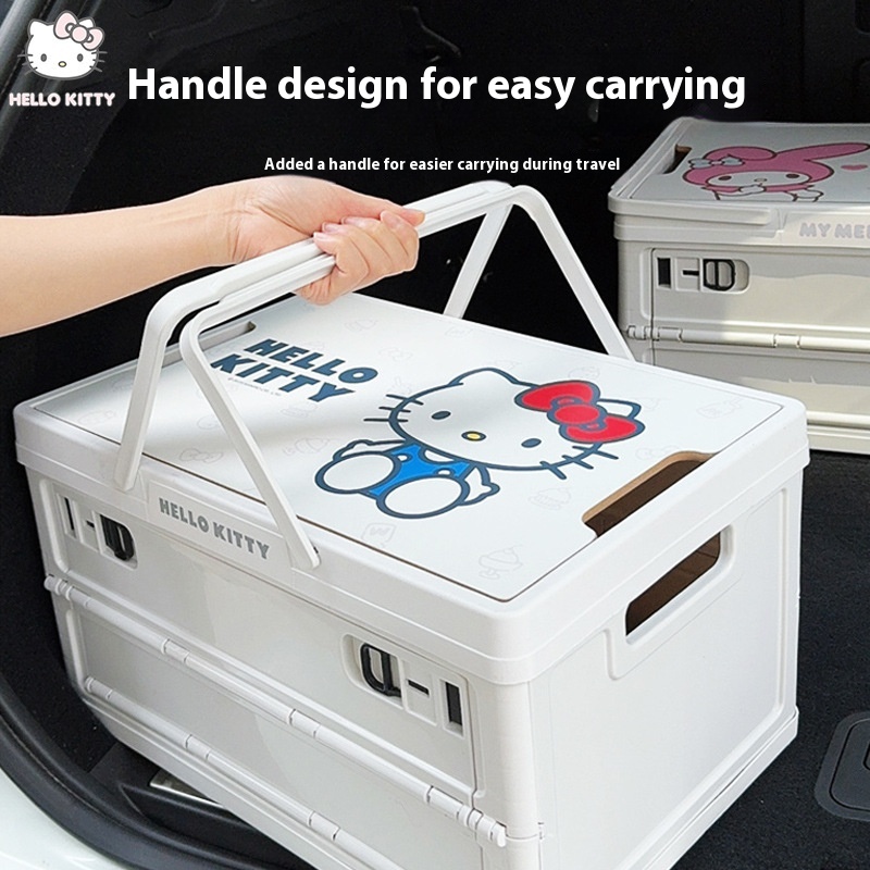 Kitty Car Trunk Storage Box Outdoor Picnic Camping Glove Box Portable Large Foldable Storage Box