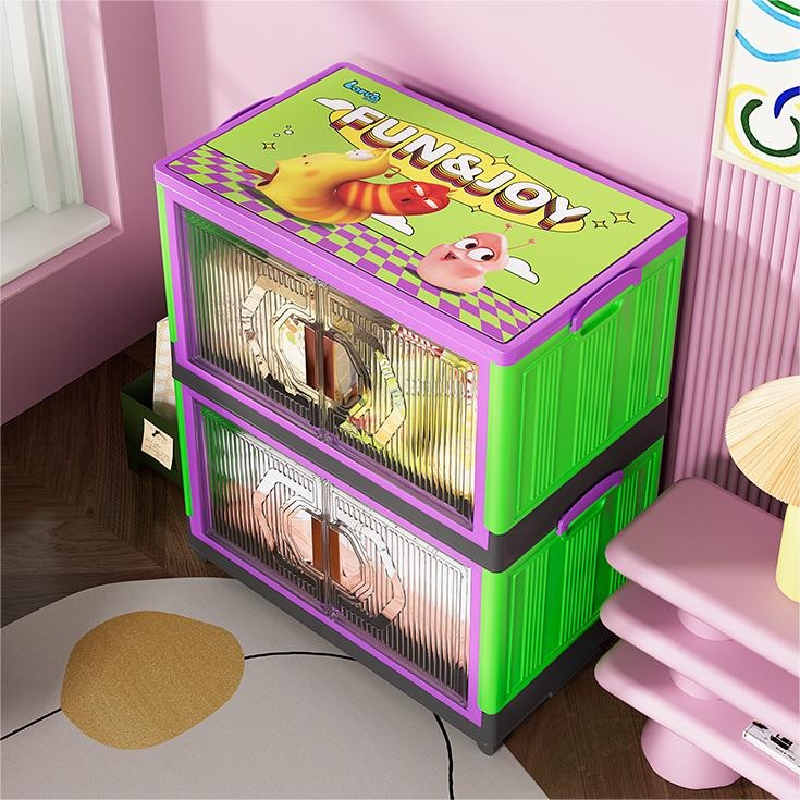Folding Storage Box Freetallation Storage Box Household Storage Cabinet Children's Clothing Snacks Shoes Storage Cabinet Bedside Table