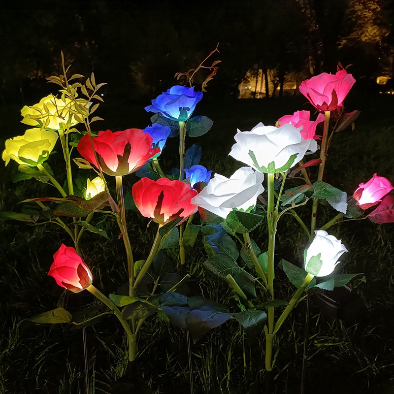 Solar Ground Simulated Flower Lantern Garden Decoration Rose Flower Lawn Lamp