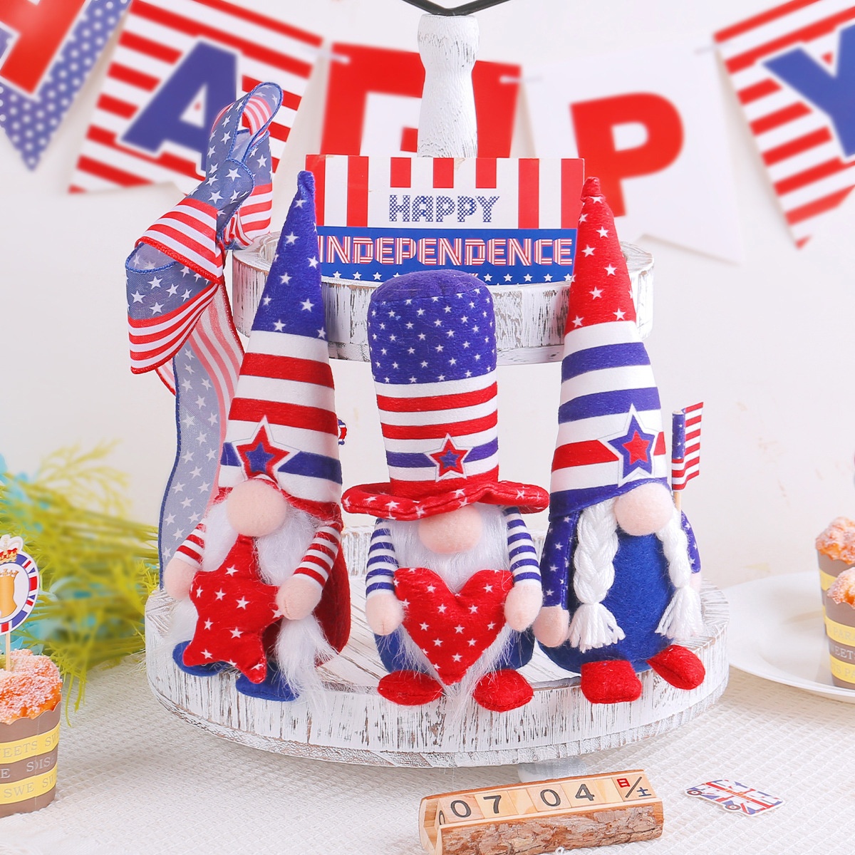American Independence Day Decoration Dwarf Pointy Hat Doll Faceless Doll Dwarf Rudolph Ornaments