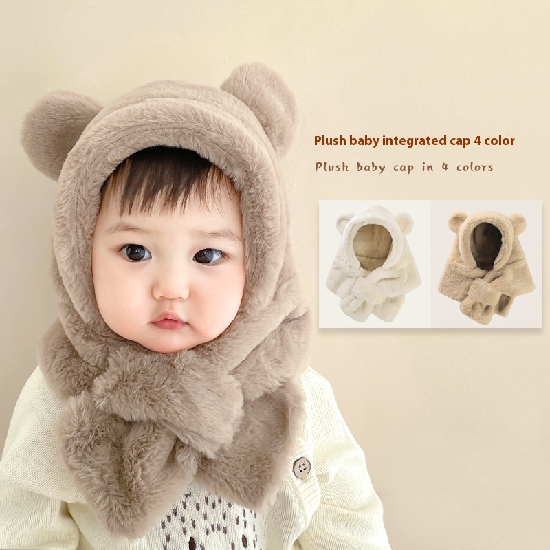 Autumn South Korea Children's Scarf Hat Integrated Winter Isn Baby Suit Bear Scarf