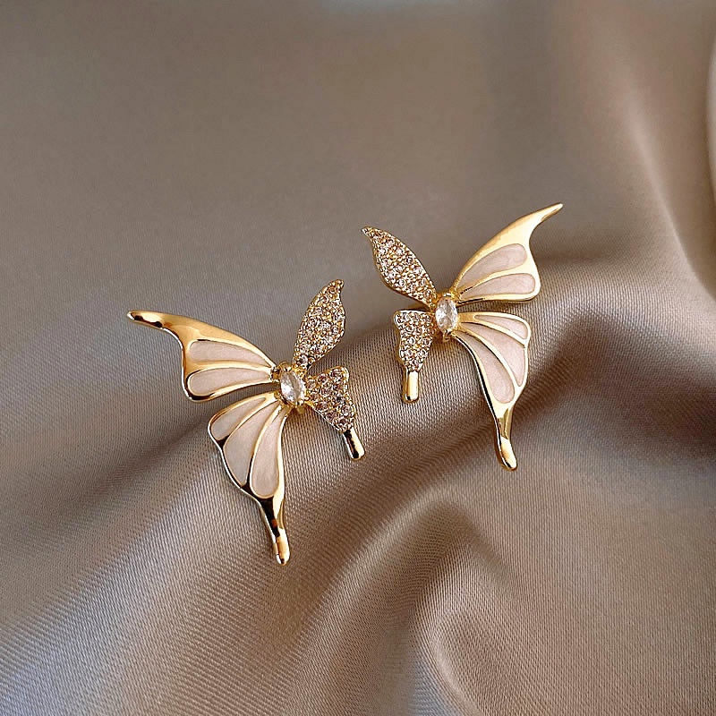 Korean Style Small And Exquisite Butterfly Earrings Women's Light Luxury High-end Elegant Earrings French Niche Unique Earrings