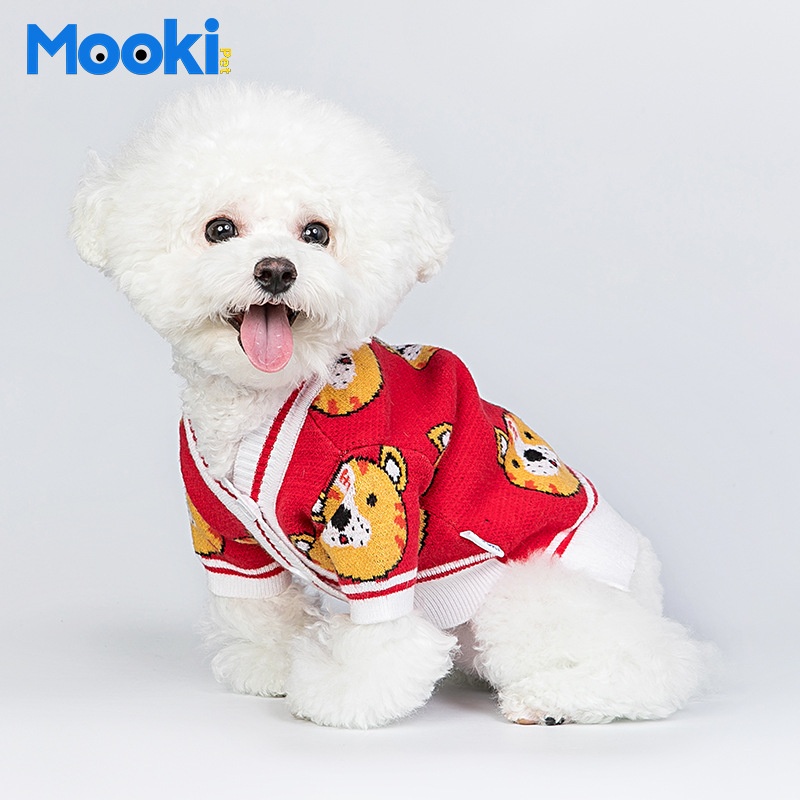 MOOKIPETPet Year Clothes Dog Chinese Red Tiger Cardigan Pet Tiger Year Clothes Cat And Dog Clothes Warm