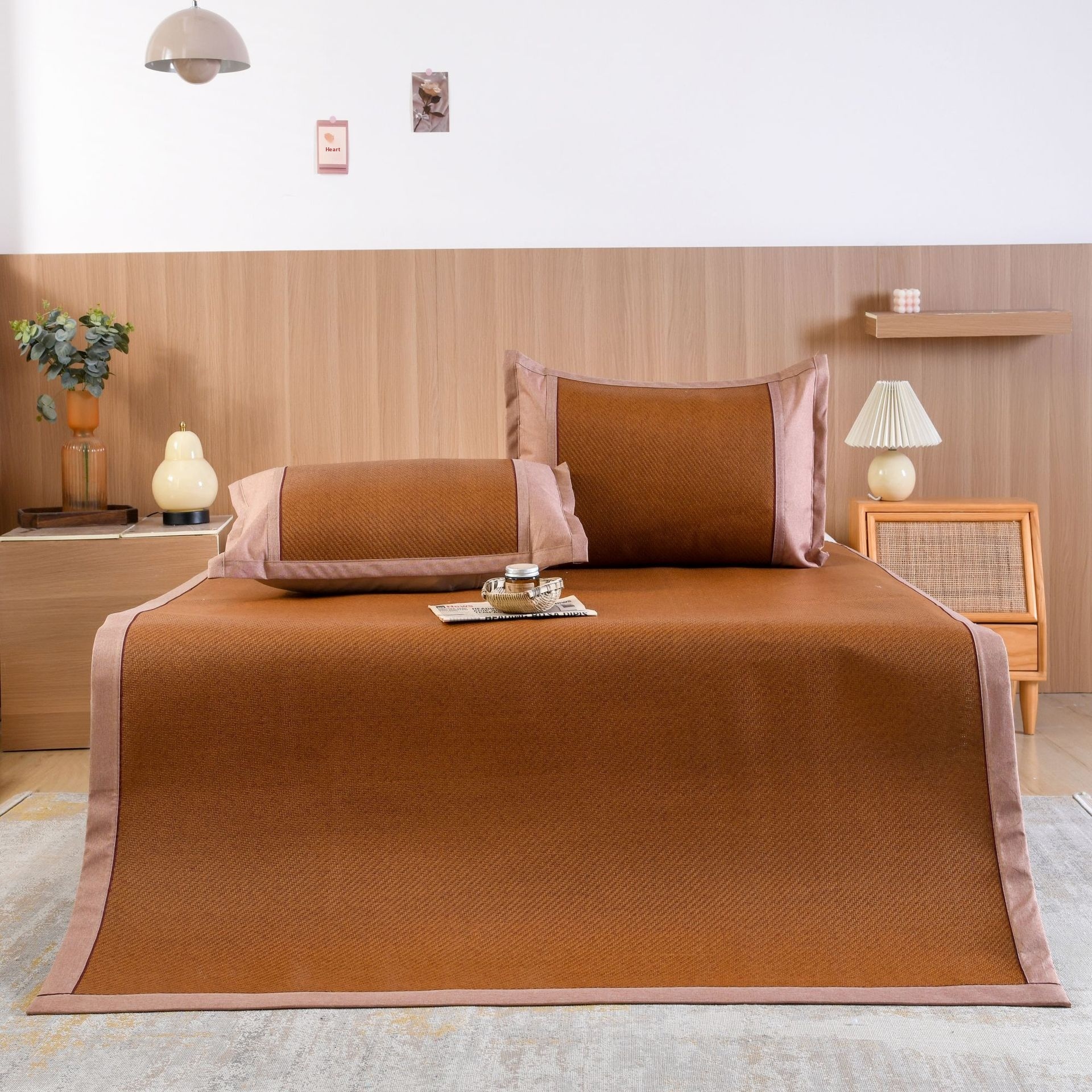 Summer Rattan Mat Thickened Summer Mat Foldable Ice Silk Mat Three-piece Mat Household1.8m