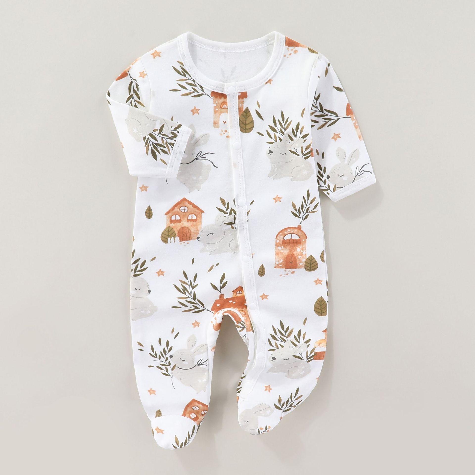 Born Clothes Spring And Autumn Long-sleeved Sleeve Foot-covered Climbing Clothes Korean Style Baby Clothes Cotton Baby Clothes