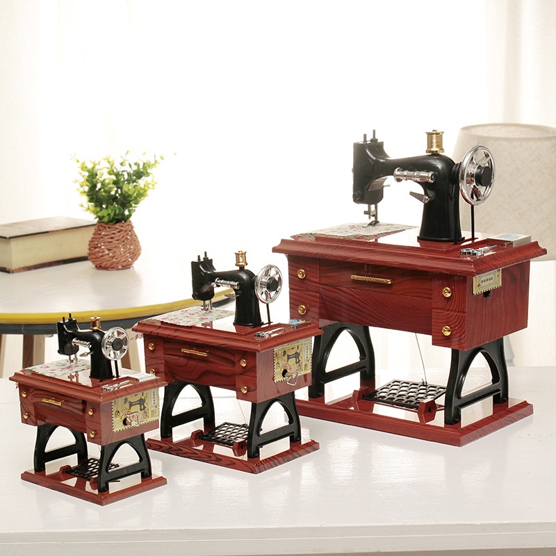 Chinese Style Retro Nostalgic Sewing Machine Music Box Music Box Home Living Room Clothing Store Decorations Gifts