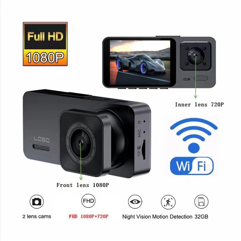 Driving Recorder2 Inch Three Recording1080 PHDNight Vision Multi-lens Wifi Car Camera Parking