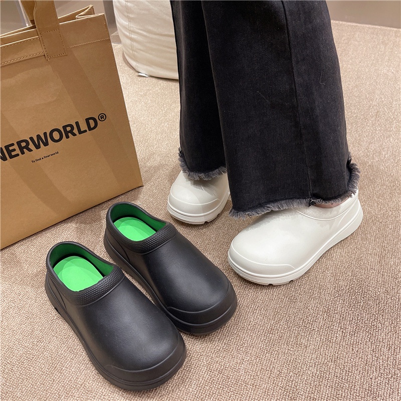 EVALightweight Workshop Water Shoes Rubber Shoes Solid Color Simple Rain Boots