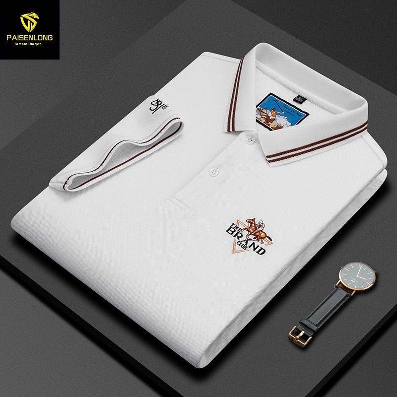 Special Summer Men's Short-sleeved POLOShirt220g Pearl Mesh Pure Cotton Lapel POLOShirt Men