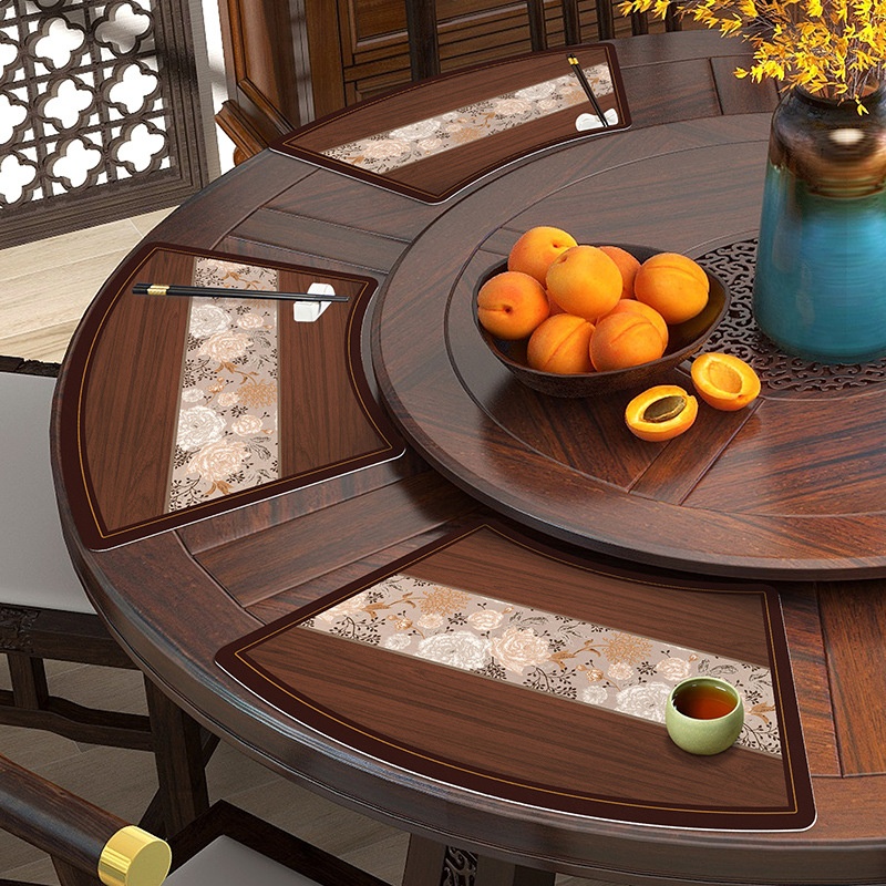 Chinese Fan-shaped Placemat Hotel Placemat Chinese Style Round Table Gasket Table Mat Waterproof And Oil-proof Heat-ulating Anti-scalding Pad