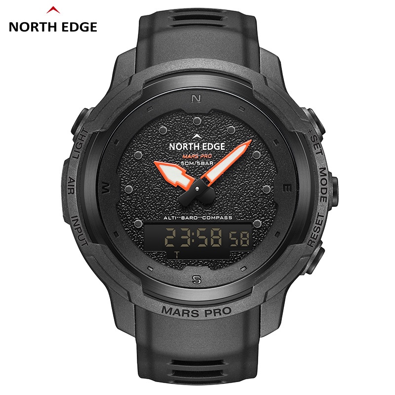 Men's Outdoor Sports Watch Carbon Fiber Altitude Barometer Compass Thermometer Waterproof Stopwatch Alarm Clock Digital Watch