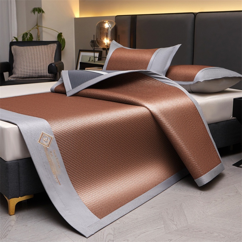 Pe Ice Silk Mat Summer Rattan Mat Foldable Dormitory Home Air Conditioning Mat Three-piece Set