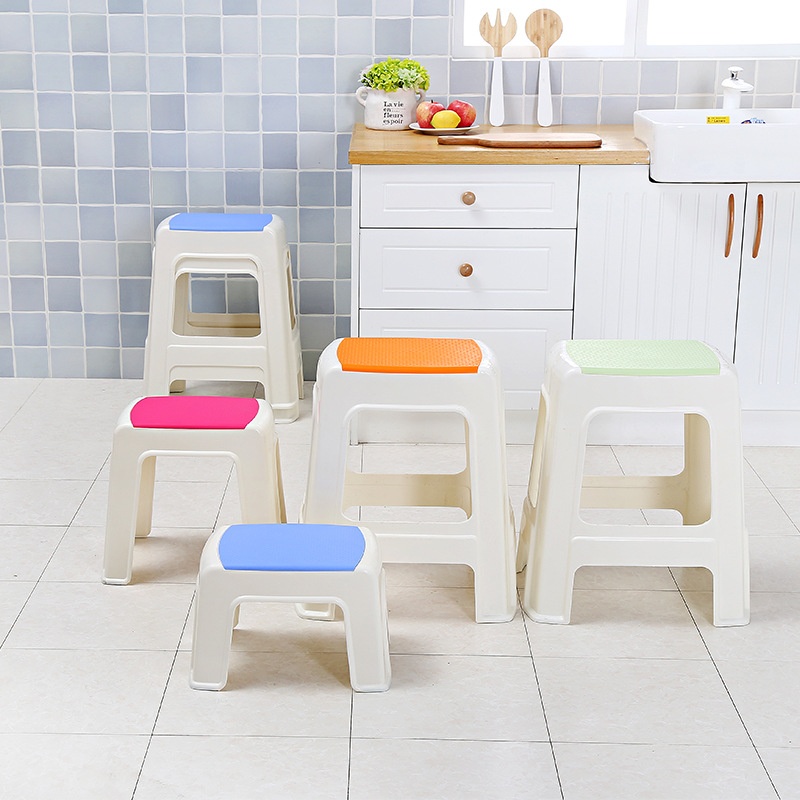 Children's Plastic Low Stool Can Be Stacked,Home Thickened Bathing Small Square Stool Adult Living Room Simple Dining Table High Stool